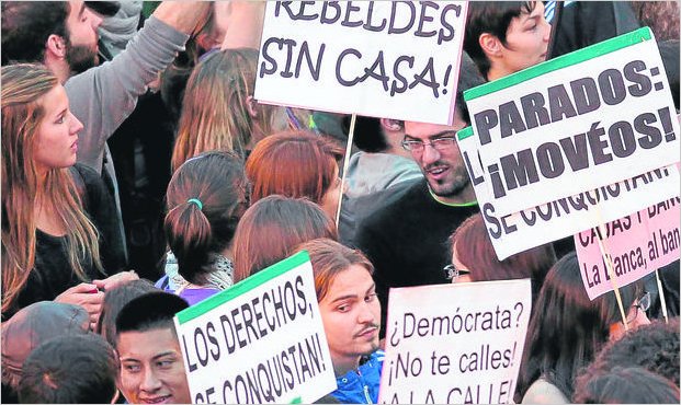 JÃ³venes espaÃ±oles toman las calles de Madrid contra la crisis