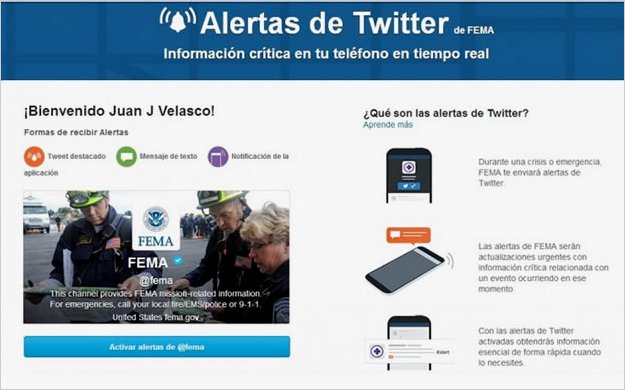 Servicio de Twitter para enviar alertas de emergencia